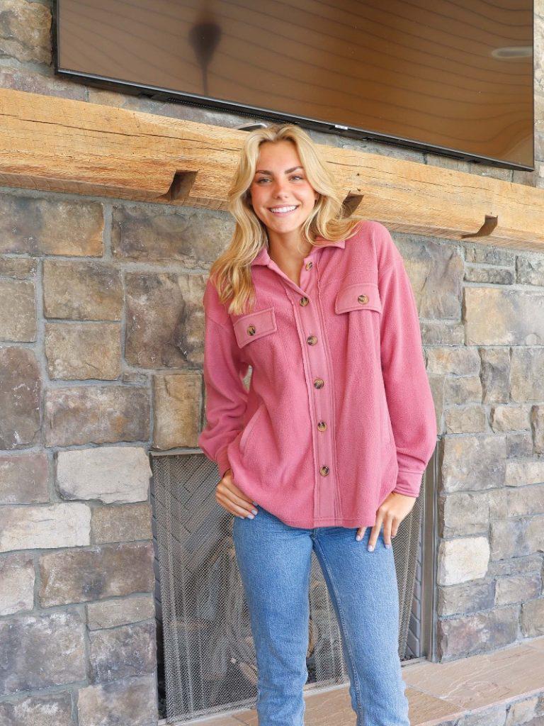 Women's Light Fleece Shirt Jacket